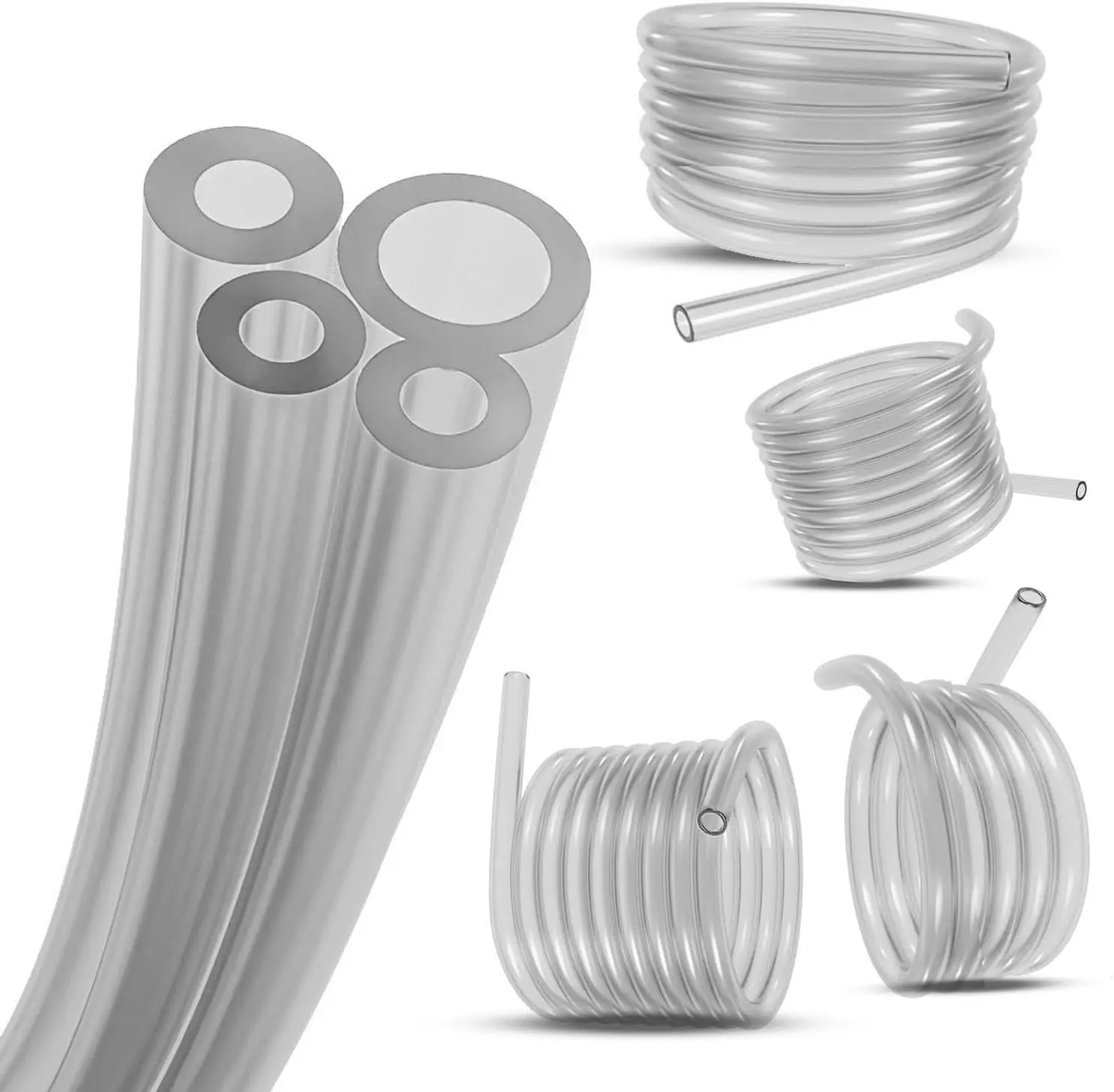 4 Sizes Assoreted  Line Hose Replacement Tubing for Two Stroke / 2 Cycle Small Enginge ower Tools, Petrol Gas Pipe for Lawn Mower String Trimmer Chainsaw Leaf Blower, Fit  Brands (Clear)