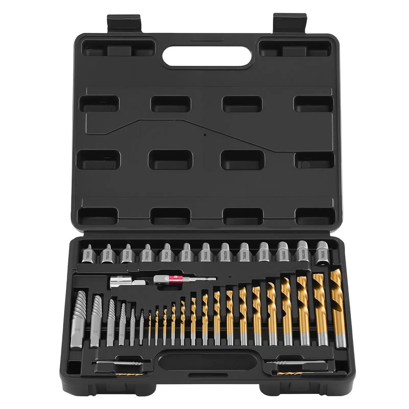 【BackToSchool】VEVOR Heavy Duty Screw Extractor Tool Kit Set, 41-Piece Cr-Mo Steel Kit with Laser Etched Screwdriver Drill Bits, 2 Adapters, Mechanic Tool Box, for Power/Hand Use, DIY Maintenance, Seized Fasteners Repairs, Easy Identify & Store, Father's D