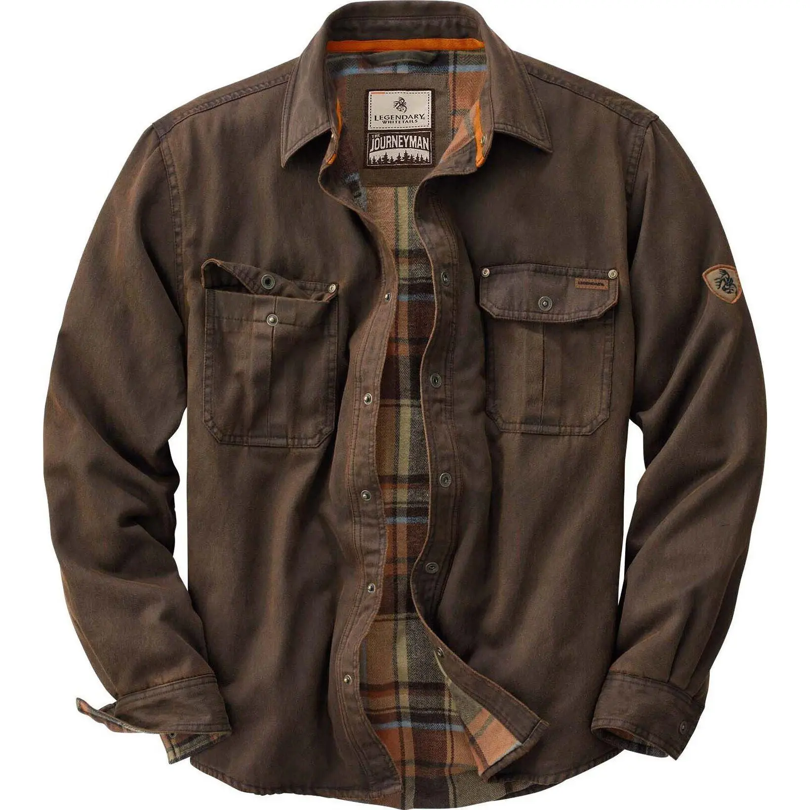 Legendary Whitetails Journeyman Flannel-Lined Jacket - Men's Cotton Suede Shell Pockets Long-Sleeve Shirt Jacket, Mensfashion Tops & Coats for Men