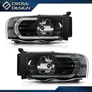 CROSSDESIGN LED BLACK HOUSING AMBER CORNER HEADLIGHT FIT FOR 02-05 DODGE RAM 1500 2500 3500