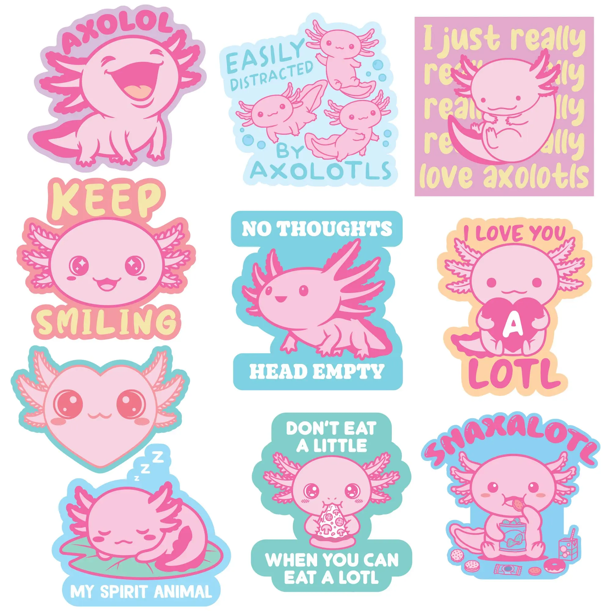 Axolotl Sticker Extra Large Stickers for Adults Funny Adhesives with Memes Funny Stickers with Colorful Graphic Decals Funny Animal  Multi