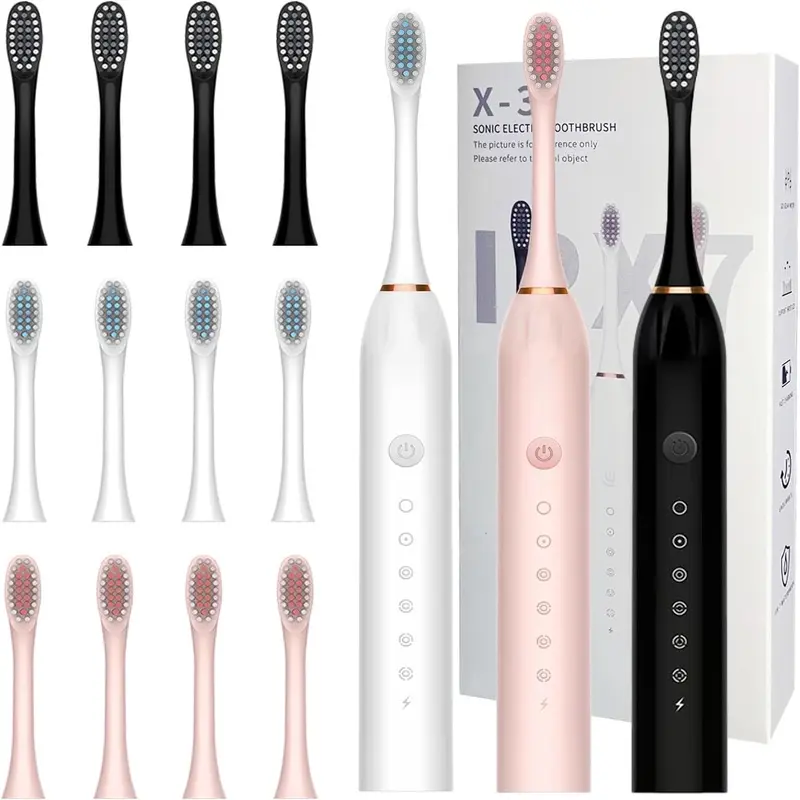 Adult Sonic Electric Toothbrush - 6 Modes, USB Rechargeable, Effective Teeth & Gum Cleaning, 4 Replacement Head,  Beauty Products