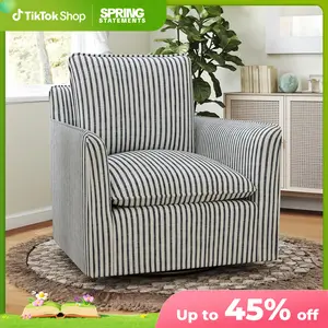 [SpringStatements] EBELLO Upholstered  Swivel Accent Reading Chairt with Backrest Cushion – Armless Modern Lounge Chair with Soft Seat and Wooden Legs for Bedroom, Living Room, Small Spaces, Easy to Assemble