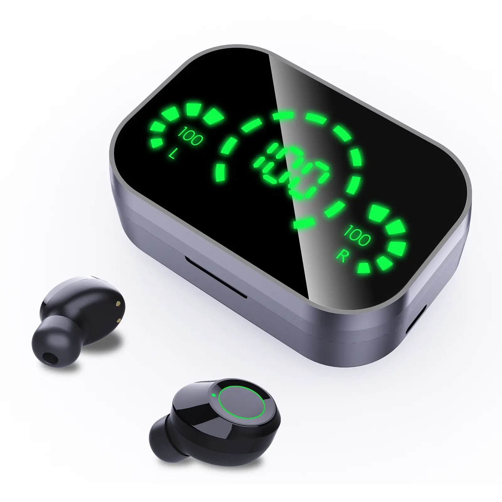 ANKRIYUL Earbuds Wireless, True Wireless Bluetooth Earphones with Green LED Display, Not Water Resistant for Hiking