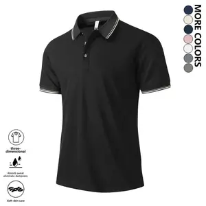 Men’s regular-fit solid-color polo shirt with buttons, summer short-sleeve design with a turn-down collar; breathable, skin-friendly, and wrinkle-resistant—suitable for business commuting, everyday casual wear, and office work.