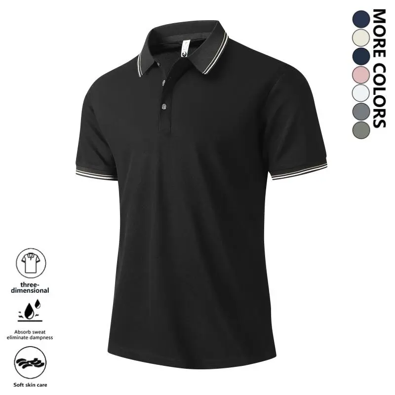 Men’s regular-fit solid-color polo shirt with buttons, summer short-sleeve design with a turn-down collar; breathable, skin-friendly, and wrinkle-resistant—suitable for business commuting, everyday casual wear, and office work. Shortsleeve