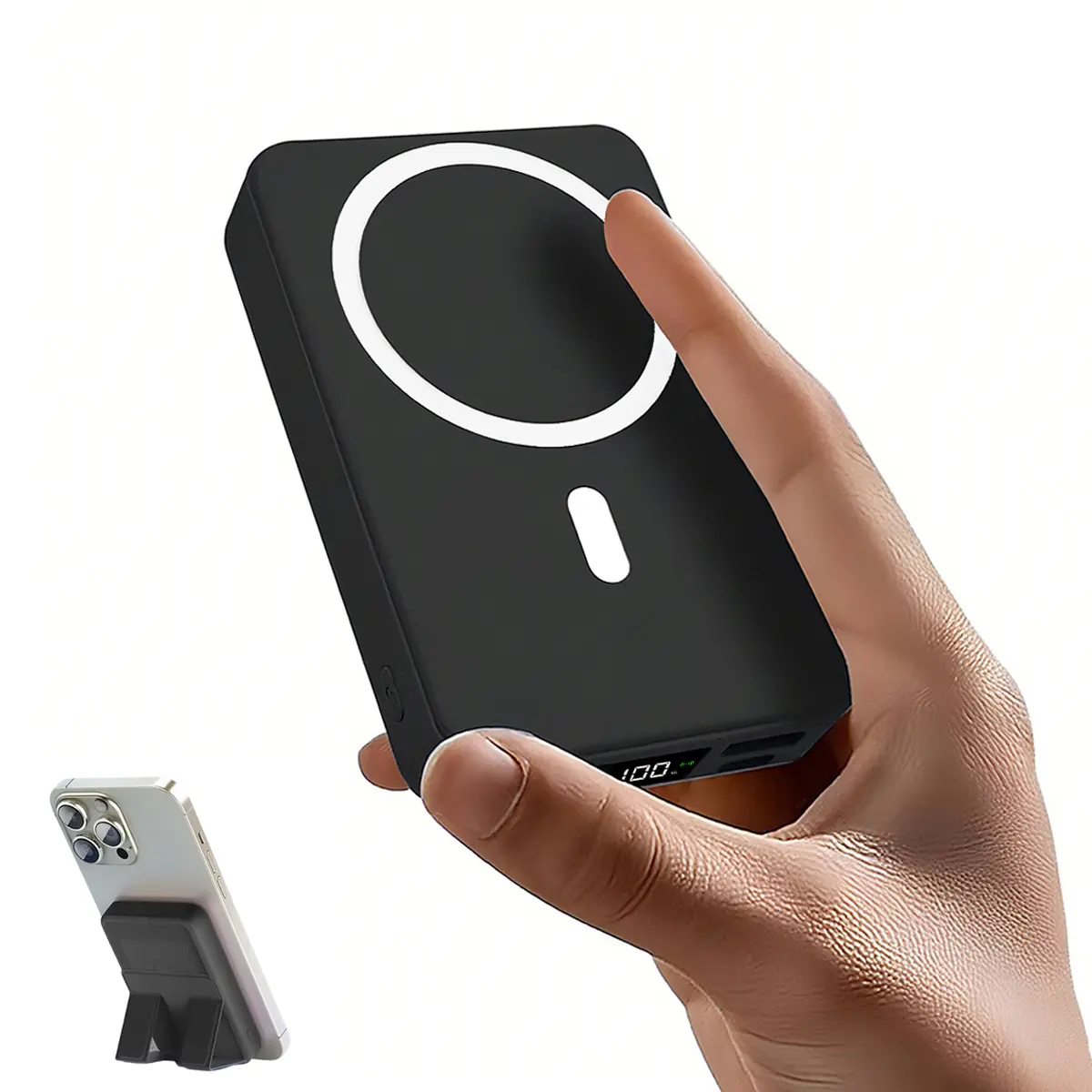 10000mAh Magnetic Power Bank - Portable Mobile Charger with Foldable Stand, LED Digital Display, for iPhone, Android, Smartphone, Back to School Haul Tools and Gadgets, Compact Travel Gifts for Him Battery Pack,back to school,back to school haul