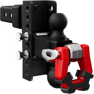 Adjustable Trailer Hitch - Fit 2 Inch Receiver Dual Ball Mount with Shackle, 10,000 LBS GTW, Anti-Theft Keyed Locks, Integrated Trailer Muffler & Rubber Pads & Metal Pad for Noise Reduction,Perfect for trucks, campers, boats & more.cars accessories