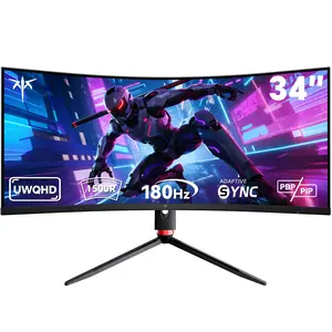 KTC 34" 2K WQHD 180Hz 3440X1440P Curved Gaming Ultrawide Monitor, 1500R PC Monitor, HDR10, FreeSync & G-Sync, HDMI, DisplayPort, VESA, Tilt Swivel Height Pivot Adjustment, H34S18S