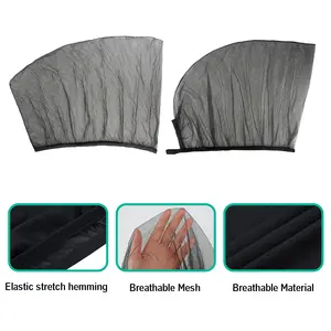 4PCS SUV Universal Car Window Sun Shade Mosquito Net,Breathable Mesh,Elastic Stretch Hemming,Anti-Mosquito & UV Protection,for Safe Driving,Travel and Camping