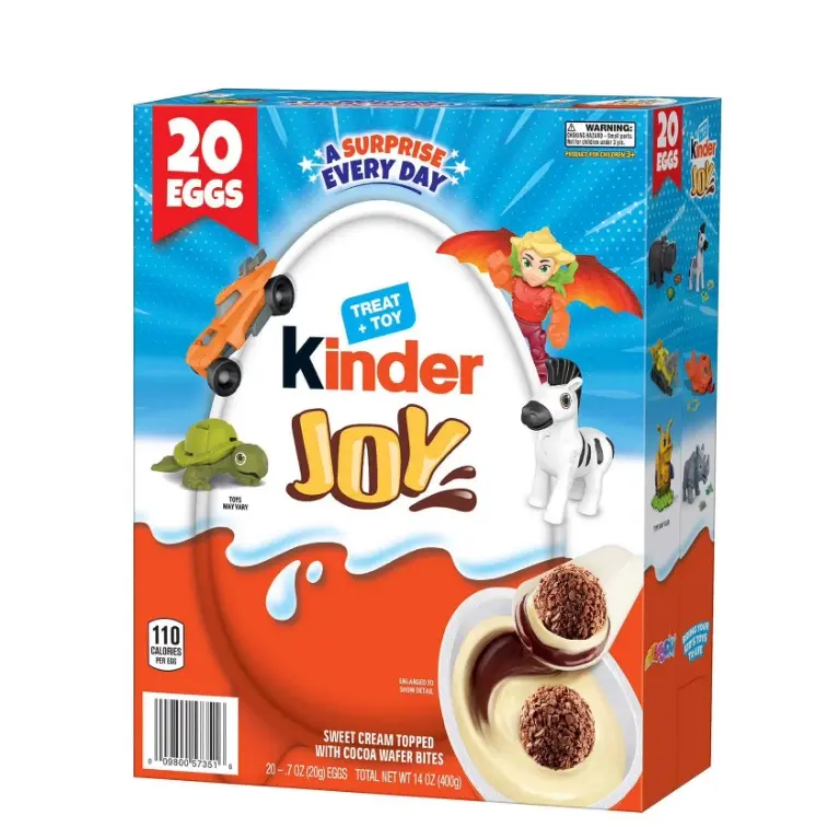 Kinder Joy White Chocolate Cocoa Eggs with Toys, 20 Ct, Total 14 oz – Chocolate Snack Box
