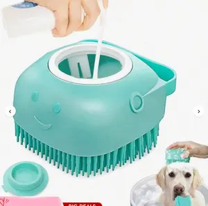 1pcs Generic Pet Bath Brush Gentle Soap Dispenser Massaging Bath Grooming Soft Silicone