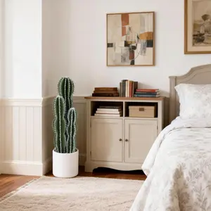 Artificial Cactus Plant, Faux Desert Cacti Potted Plant with Planter, Realistic Texture Tall Fake Plant for Home Office Living Room Decor,Green