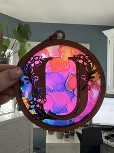 Monogram Letter U Suncatcher for Sunny Window