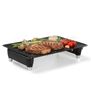 Smokeless Indoor & Outdoor Electric Grill – Even Heating Non-Stick Coating, Fully Detachable & Easy to Clean, Adjustable Temperature, for Steak, Burgers & Veggies, Black