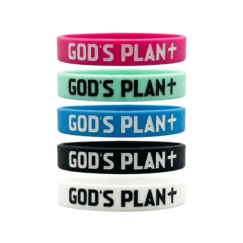 Pulex Motivational God's Plan Wristbands for Men Women & Teens Unisex Adult Bands 190mm 12mm Lightweight Durable Flexible Material One Size Fits All