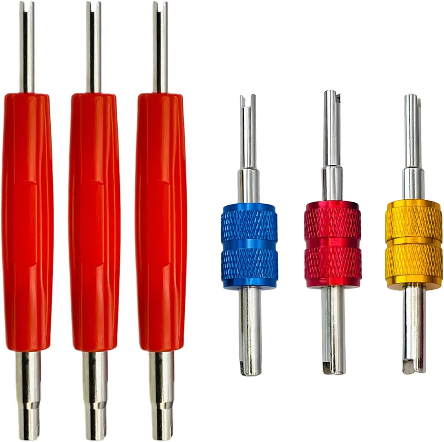 6Pcs A/C Valve Core Removal Tool Set, R134a R22 R12 HVAC Double Heads A/C Systems Schrader Valve Stem Core Remover Tools,Air Conditioning Valve Core Remover Schrader Valve Tool