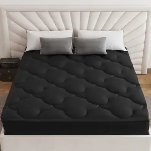 Belffin King GRAY/WHITE/BLACK Mattress Topper for Back Pain, Extra Thick Mattress Pad Cover, Plush Soft Pillowtop with Elastic Deep Pocket, Overfilled Down Alternative Filling