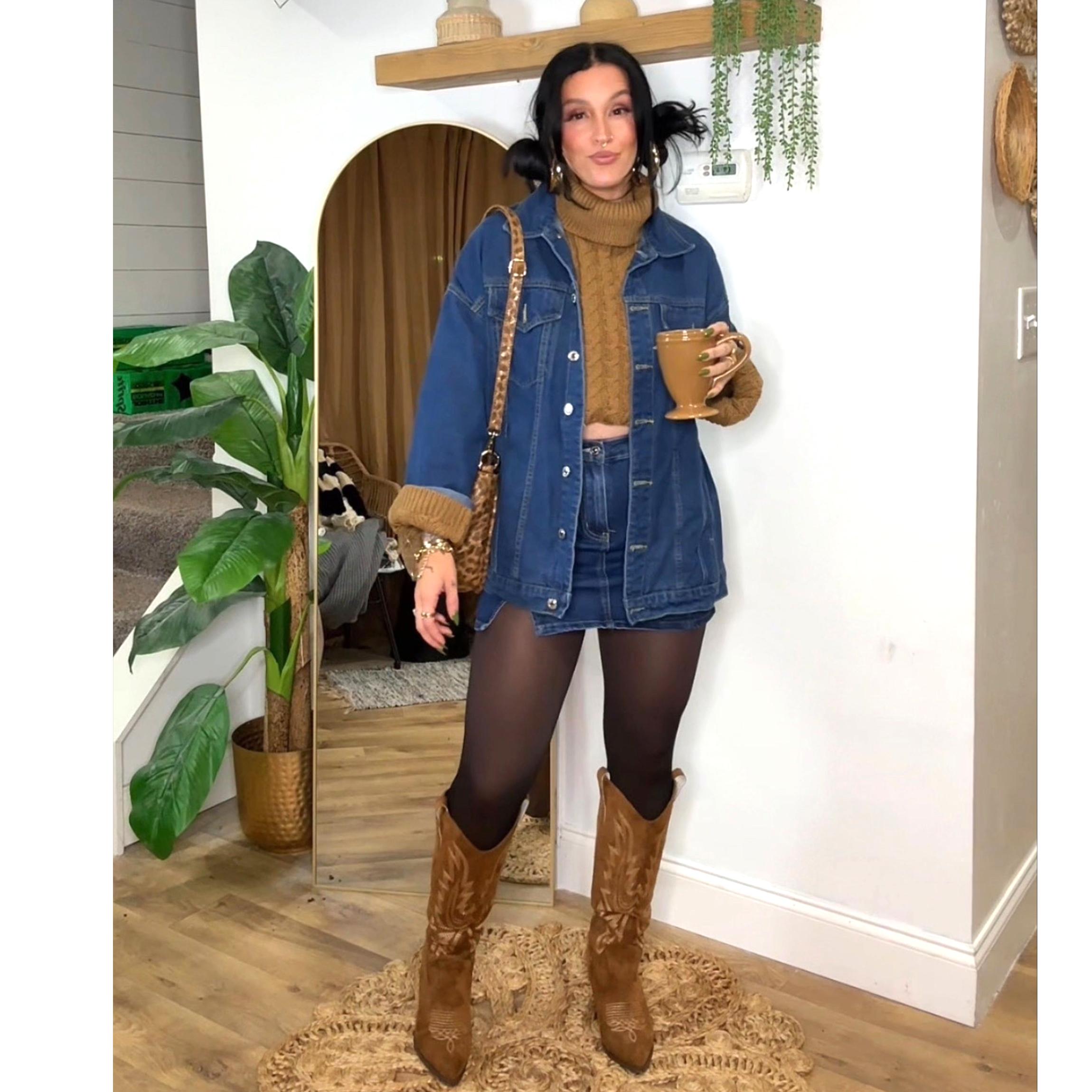 Buenoble Women’s Oversized Mid-Long Denim Jacket Boyfriend Fit Jean Jacket with Pockets Casual Loose Denim Coat SpringStatements