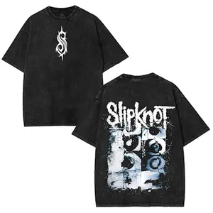 Retro Limited Vintage "Amplified Collection - Eyes" SlipKnot Unisex Rock Band Summer Washed Heavyweight Cotton T-shirt, Gift For Gothic, Rock Music Lover, Metal Band, Menswear Top men clothing