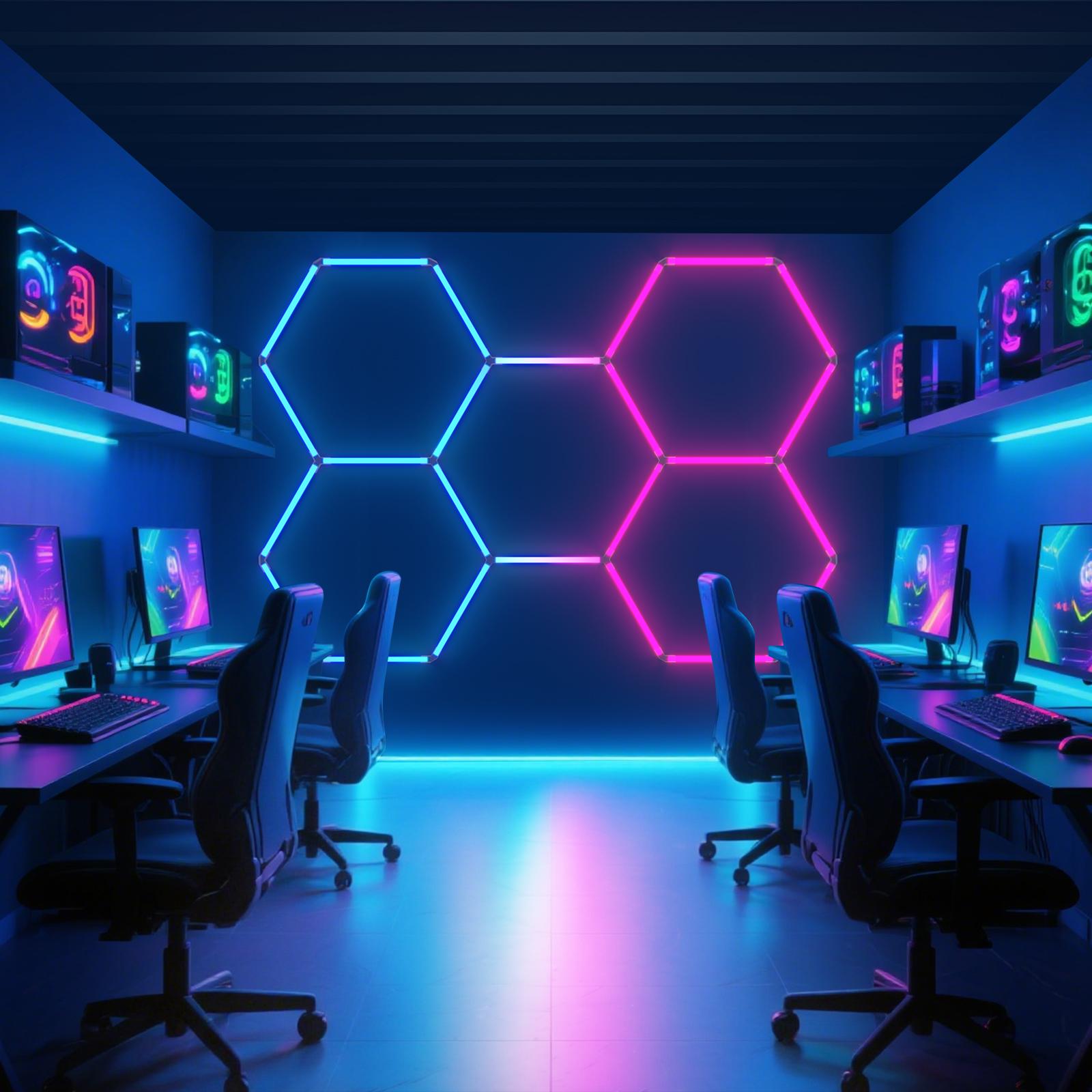 HYPERLITE RGB Hexagon Light Smart Modular Honeycomb Light App & Remote Control LED light Music Sync DIY Colors Ceiling light Gaming Room Party Office Garage Light LED Wall Decor light, SpringGlowUp