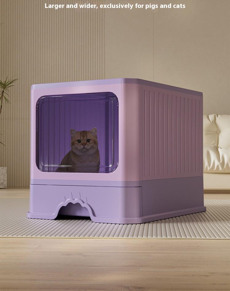 Extra Deep Cat Litter Box with Foldable Drawer – Enhanced Odor Control & Splash-Proof Design for Optimal Cleanliness and Convenience