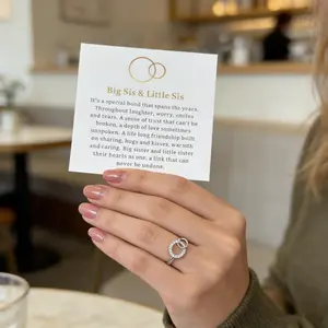 Sister Rings for Women Big Sis Little Sis Jewelry Gift for Birthday Christmas, Two Circles Eternity Promise Ring for Best Friend Daughter summerwins