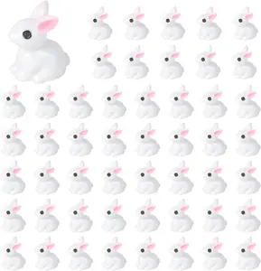 100PCS Mini Glow in The Dark Resin Bunny Mystery Bag, Cute Rabbit Figurines for Fairy Garden Decor, DIY Crafts, Dollhouse Accessories, Desk Decor Party Gift