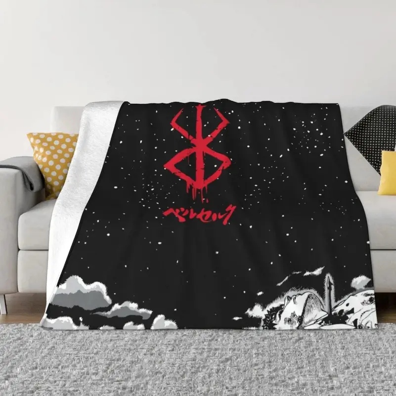 Anime Berserk Ultra-Soft Flannel Fleece Throw Blanket - Wrinkle Resistant, Lightweight, Warm, Cozy Indoor Throwblanket for Adults, Ideal Gift for Christmas, Father's Day