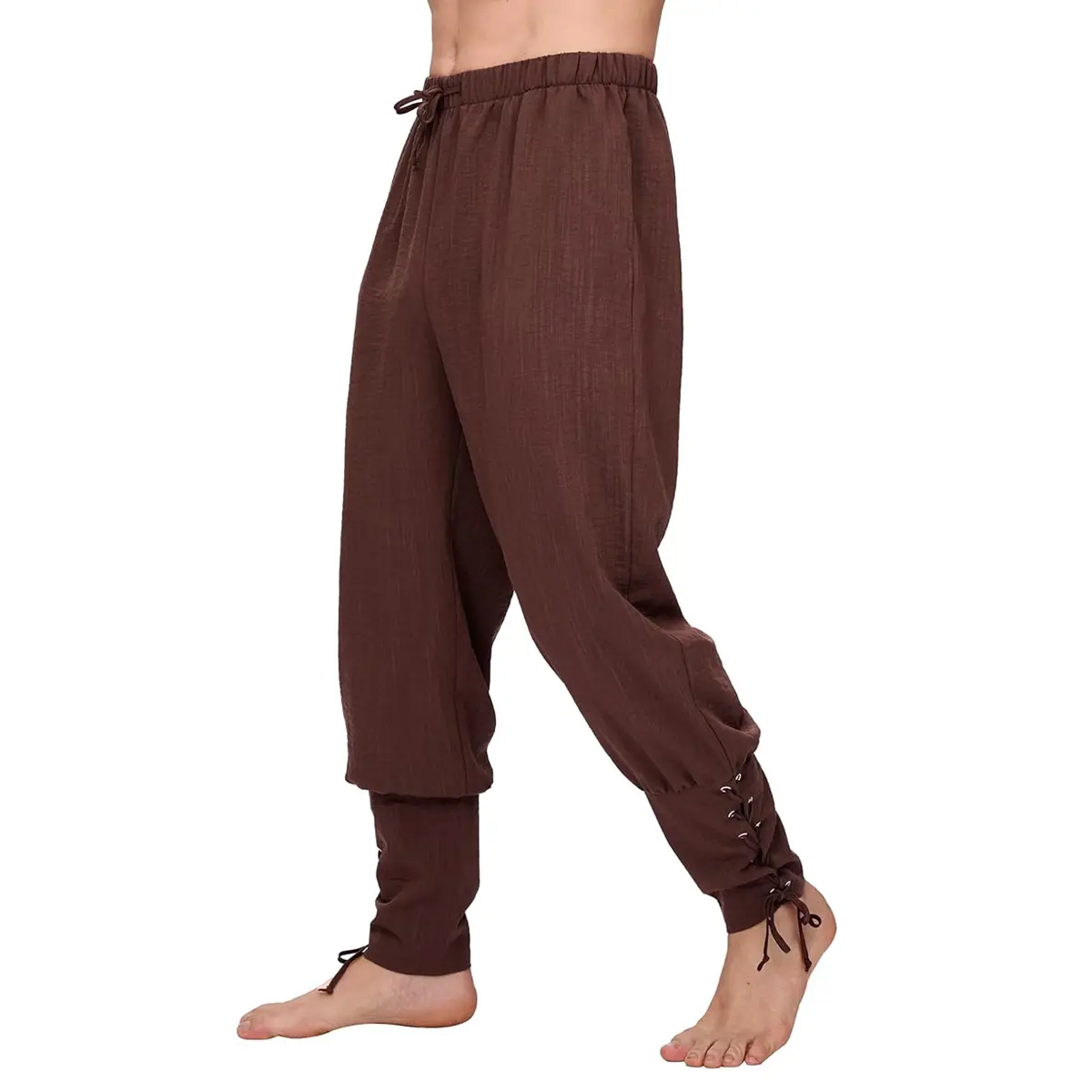 Men's Medieval Lace-Up Pirate Trousers Cosplay Costume Viking Trousers Renaissance Casual Trousers Steampunk Medieval Trousers Menswear Pants For Halloween