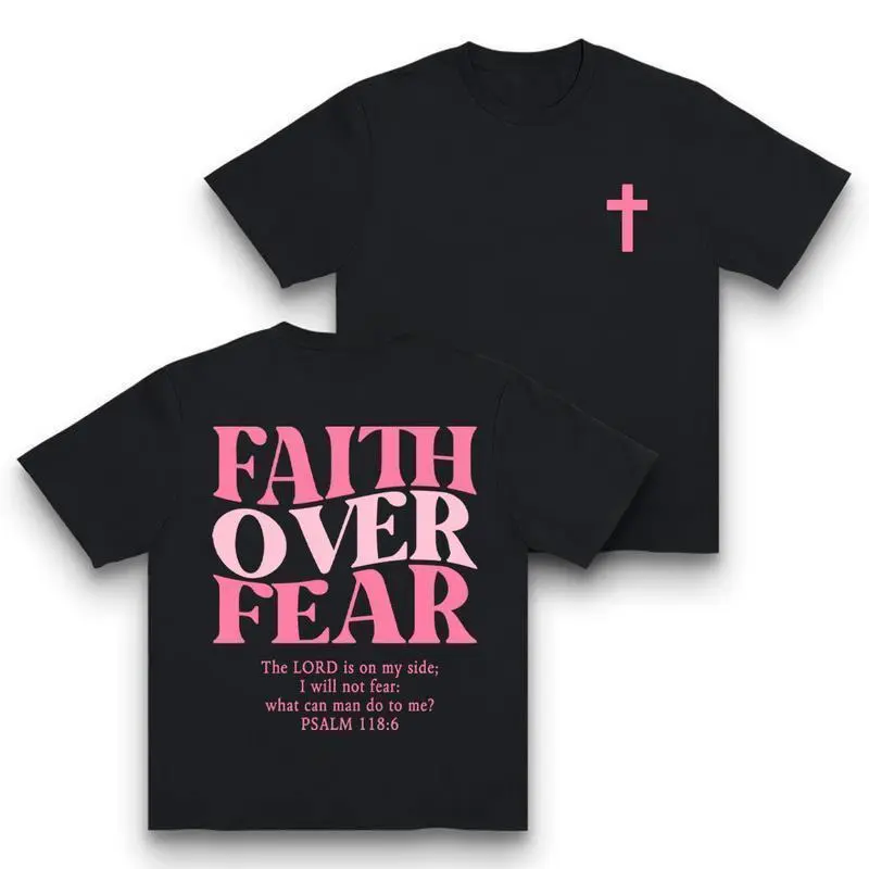Faith Over Fear Graphic T-Shirt, Unisex Vintage Streetwear Top in Soft Cotton with Minimalist Print, Short Sleeve for Casual Wear, Shortsleeve, Menswear, Tops, Unisex Fit, Unisex Sizing