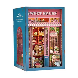 ETKVR KT03 Book Nook Kit, Book Nook Kits for Adults DIY Booknook Model Build, DIY 3D Wooden Puzzle Bookend Booknook Bookshelf Insert Miniature Dollhouse Kit for Home Decoration