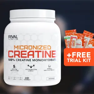 Rival Nutrition Micronized Creatine - 100% Creatine Monohydrate Powder - 60 Servings, 5g Per Serving to Support Muscle Growth, Cognitive Health & Memory | 300g Unflavored Creatine for Men & Women -  Fitness,  Protein,  Supplement
