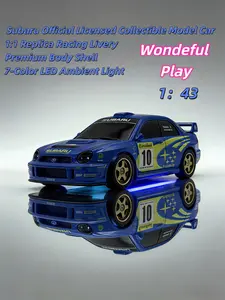 2026 New 1:43 Drift Car – Officially Licensed Subaru Body, Realistic Rally Design, AWD, Interchangeable Tires, USB Charging, Adjustable 7-Color LED Lights – Perfect Birthday Gift for Kids & Boyfriends, Ideal Desktop Drift Toy