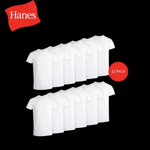 Hanes Men's Cotton Undershirt Super Value Pack Moisture-wicking White Underwear Multi Comfortable Fit Soft Stretch Fabric Breathable