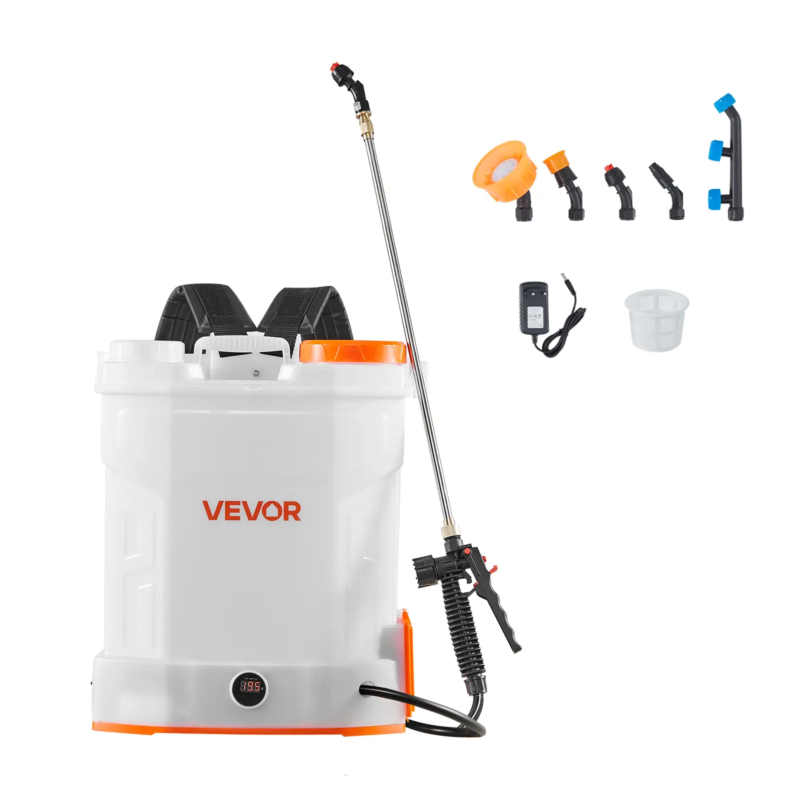 【Summerfinds】VEVOR Battery Powered Backpack Sprayer3.2 Gal Powerful Electric Backpack Sprayer2 Retractable Wands & 5 NozzlesAdjustable 0-90 PSI2 Hour RuntimePortable Weed Sprayers for Yard Garden Lawn, High Pressure Spray, Mist/Stream Mode, 3.2 Gal Capaci