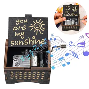 Wooden Music Box, You are My Sunshine Hand Crank Engraved Wooden Musical Boxes Sunflower Gift for Mother/Grandma/Wife/Girlfriend/Women Engraved Gift for Special Occasions