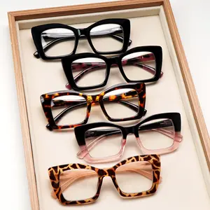 5-Piece Set Of Stylish Retro Blue Light Blocking Reading Glasses Large Rectangular Frames With Spring Hinges Durable Lenses Solid Colors And Patterned Designs Elegant Style For Women Fashionable Essentials For Everyday Wear