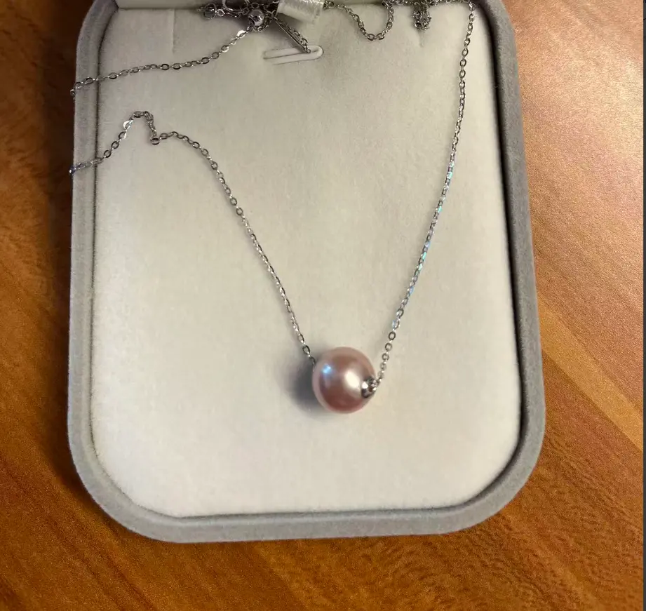NC73-Lulutong Freshwater pearl  pendant necklace Purple pink color