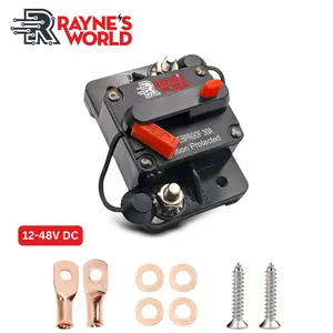 Rayne's World 30-300 Amp 12V-48V DC Waterproof Circuit Breaker with Connection Kit - Car Stereo, RV, Solar Power, Automotive, Marine, Trolling Motor