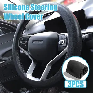 Car Steering Wheel Cover, Non-Slip Silicone Material, Available in Two Colours, Universal Auto Parts Steering Wheel Cover, Suitable for Most Cars
