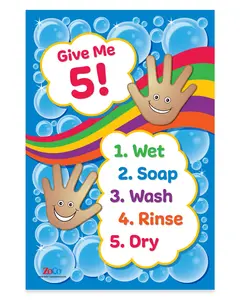 Give Me 5! Hand Washing for Kids — Laminated Poster — 12 × 18