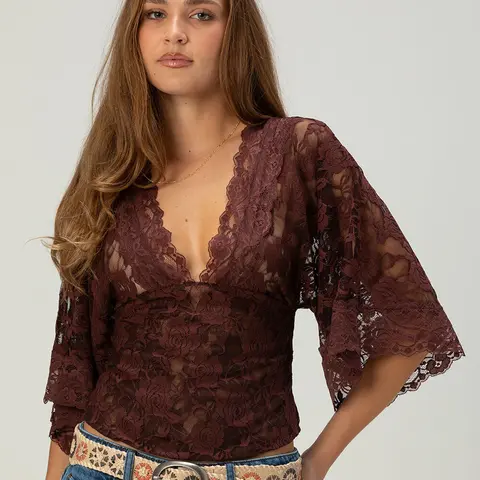 WEST OF MELROSE Womens Lace Top