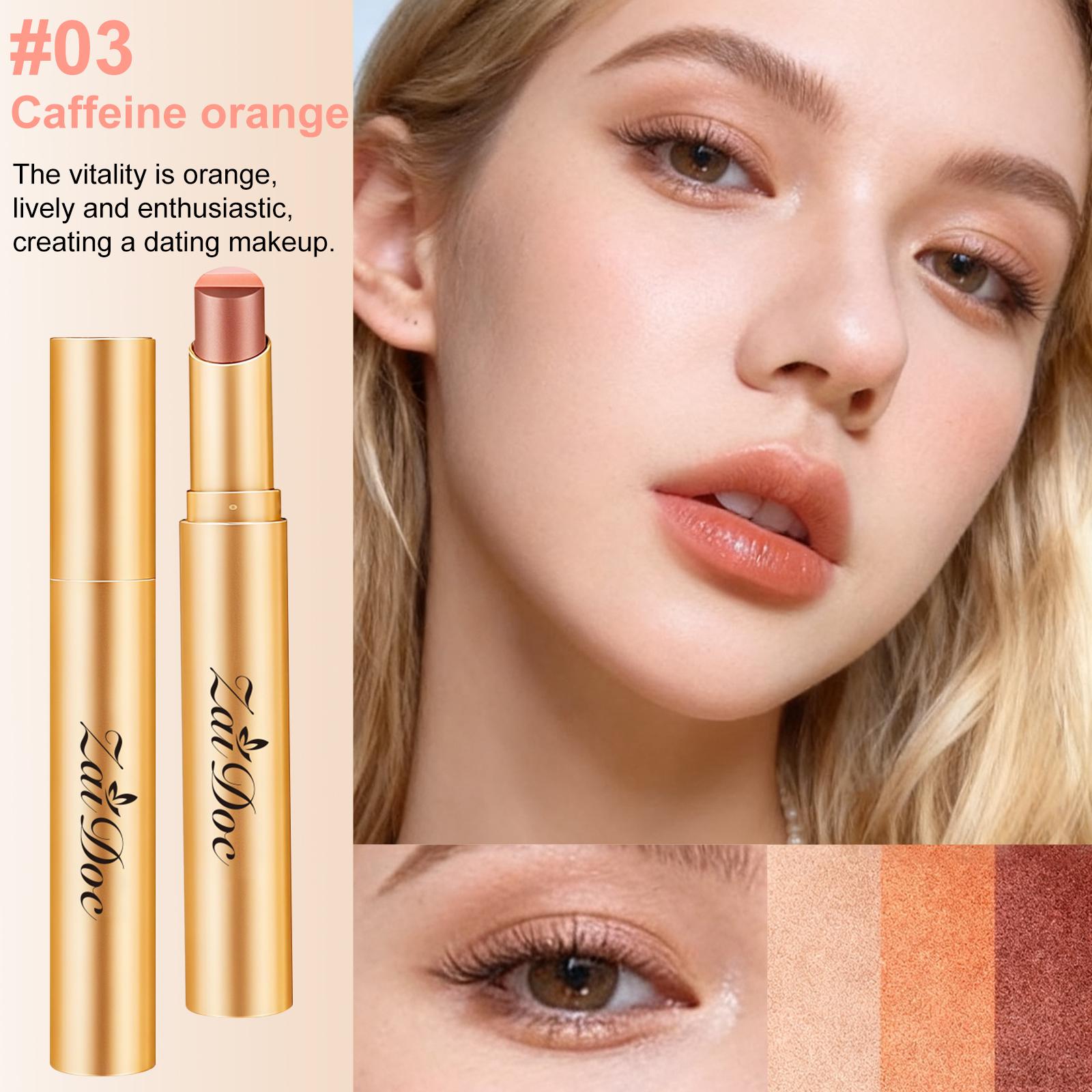 3-in-1 Easy Eyeshadow Stick for Beginners，Smudge-Proof in Seconds, One-Stroke Application，Creamy Shimmer Trio Eyeshadow Stick