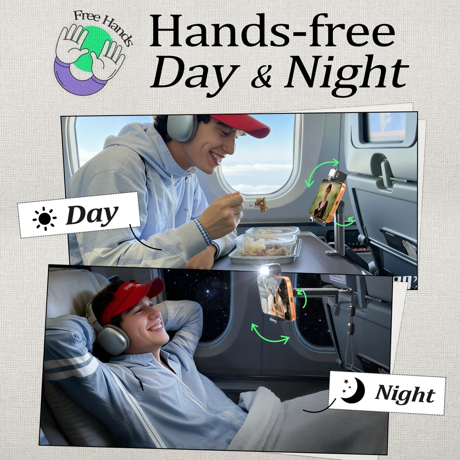 LISEN Airplane Phone Holder (LED) Travel Funny Gifts for Mens Stocking Stuffers White Elephant Gifts Who Have Everything Cool Gadgets Travel Essentials Accessories Selfie Photography Happy New Year