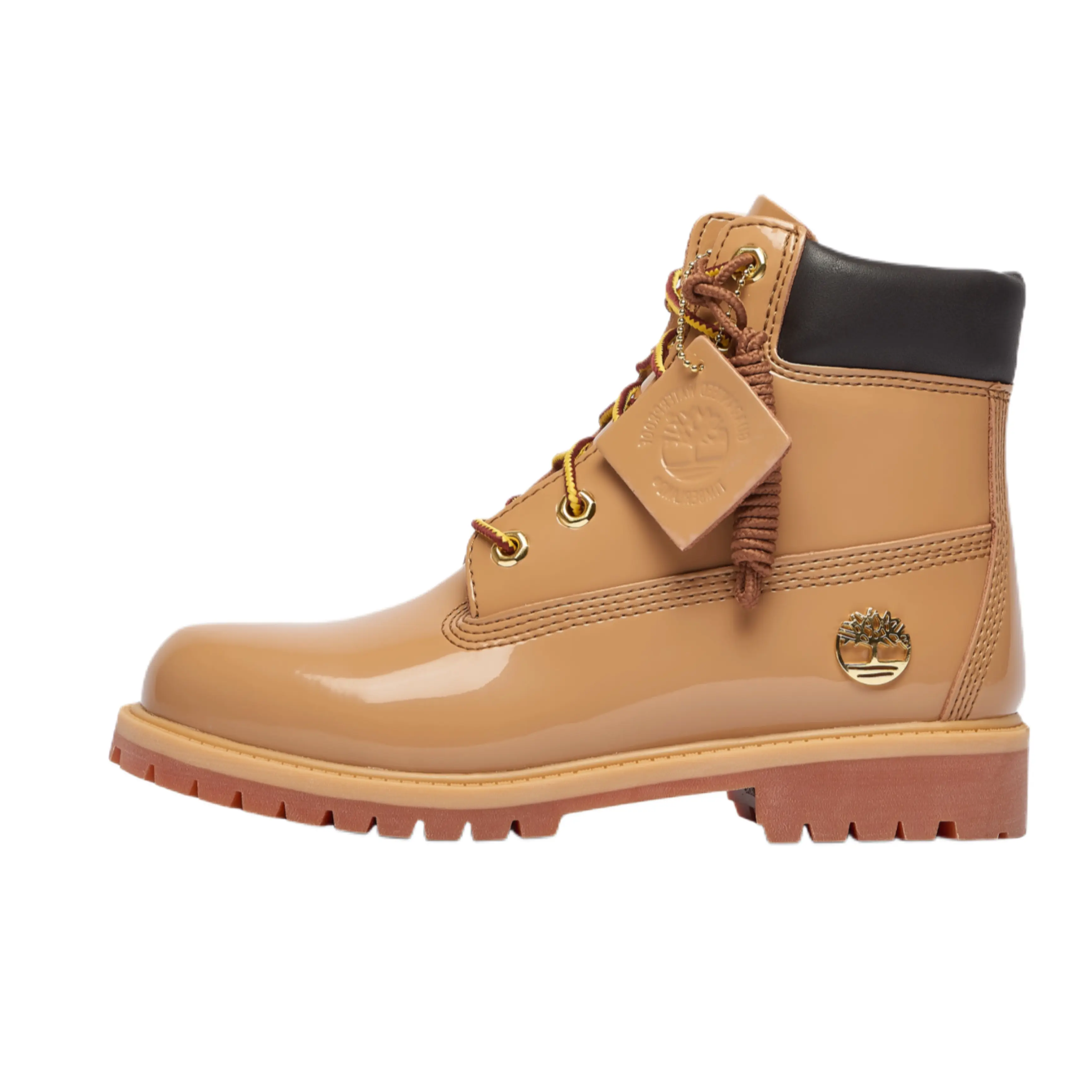 Timberland 6" Premium Waterproof Patent Leather Boots, Finch/Wheat, Rubber Footwear for Youth-Women, Padded Durable Daily Walking Shoes, Footwear Boot, Classic, 6 Inches, Outdoor Wear, Shoe, Daily Wear, Solid, Closed Toe