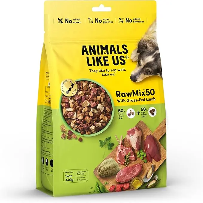 RawMix50 Premium Freeze-Dried Raw Grass-Fed Lamb Recipe Dog Food, Protein Rich, Includes Kibble, Non-GMO, No Wheat or Corn, 4 lbs