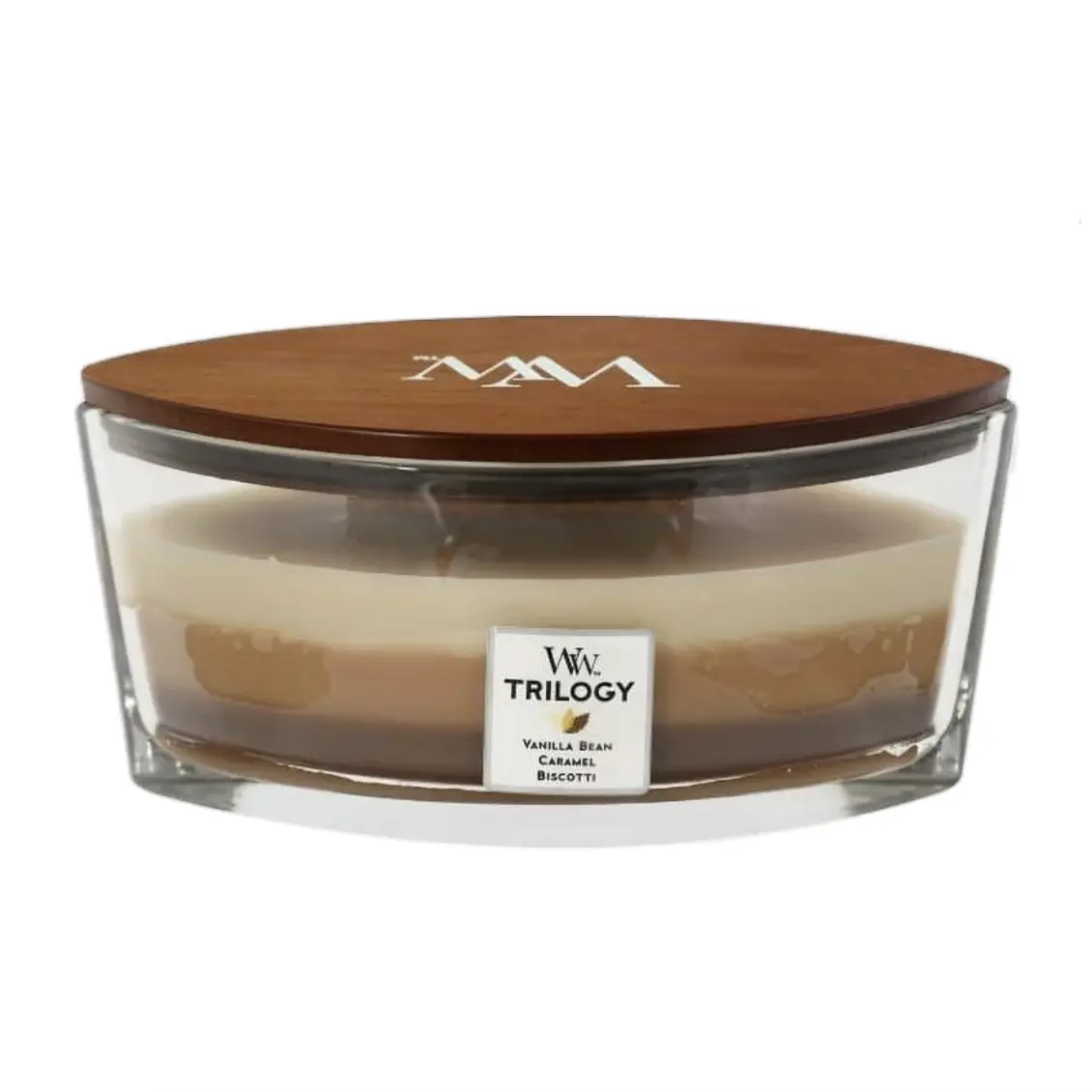 Large WoodWick Trilogy Ellipse Candle - Café Sweets Scent with Vanilla Bean, Caramel, Biscuit, Creamy Aroma, Cozy Room Decor Candle for Home Supplies, Elliptical