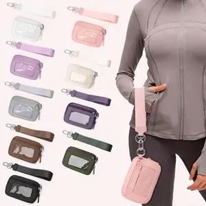 KeyChain Wallet Wristlet Wallets For Women Waterproof Iris Wallet Zip Card Case with ID Window