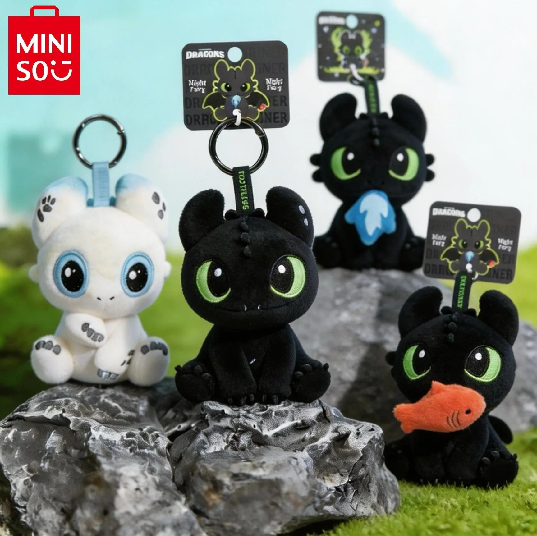 MINISO How to Train Your Dragon Plush Toy Collection, Toothless Plush Doll, Pillow and Keychain Charm, Soft Stuffed Collectible Gift for Kids and Fans, Back To School